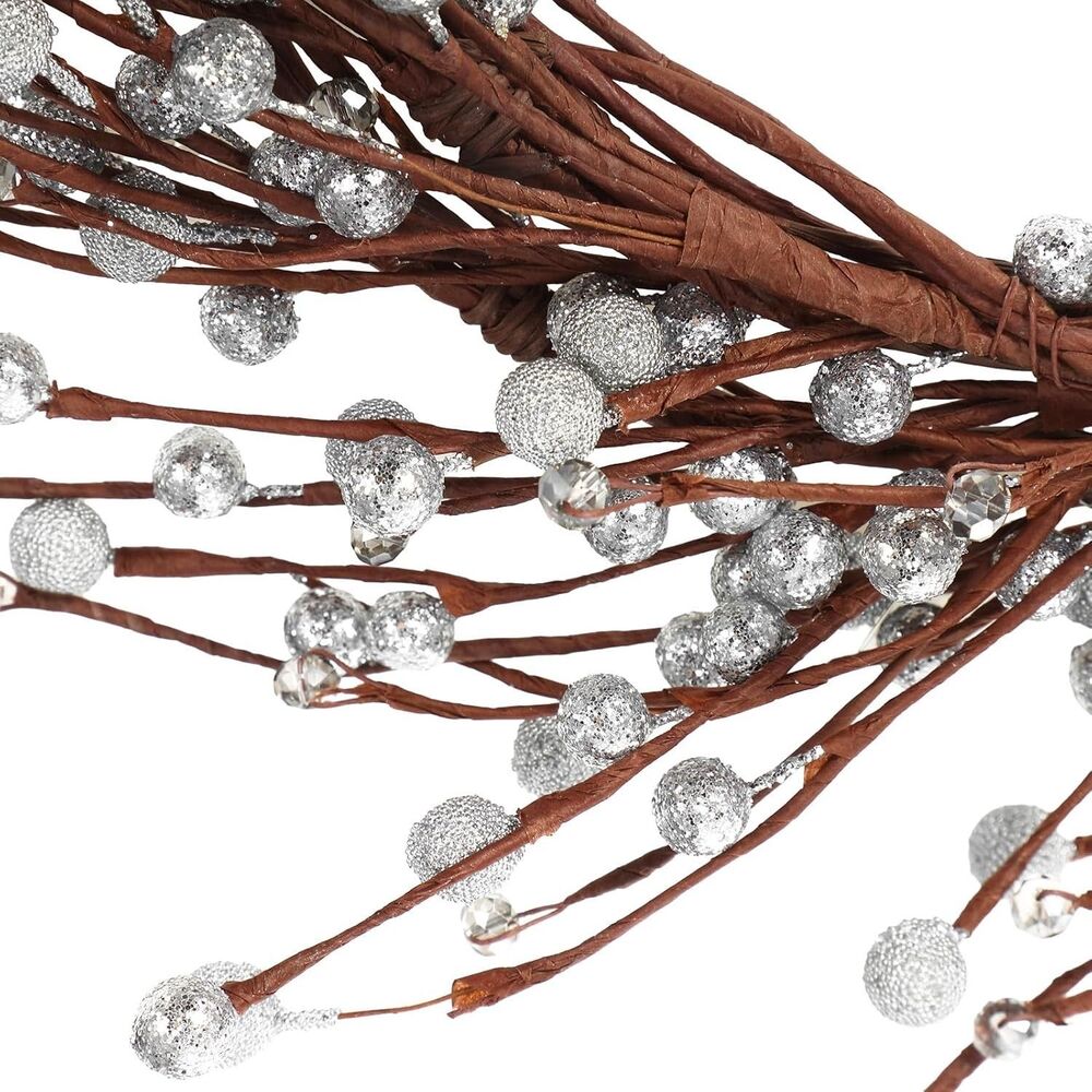 8.2 Ft Christmas Berry Garland Glitter Pearl Pip Berry Wreath Xmas Artificial
